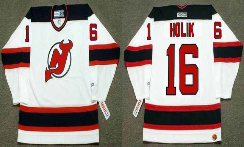 2019 Men New Jersey Devils 16 Holik white CCM NHL jerseys